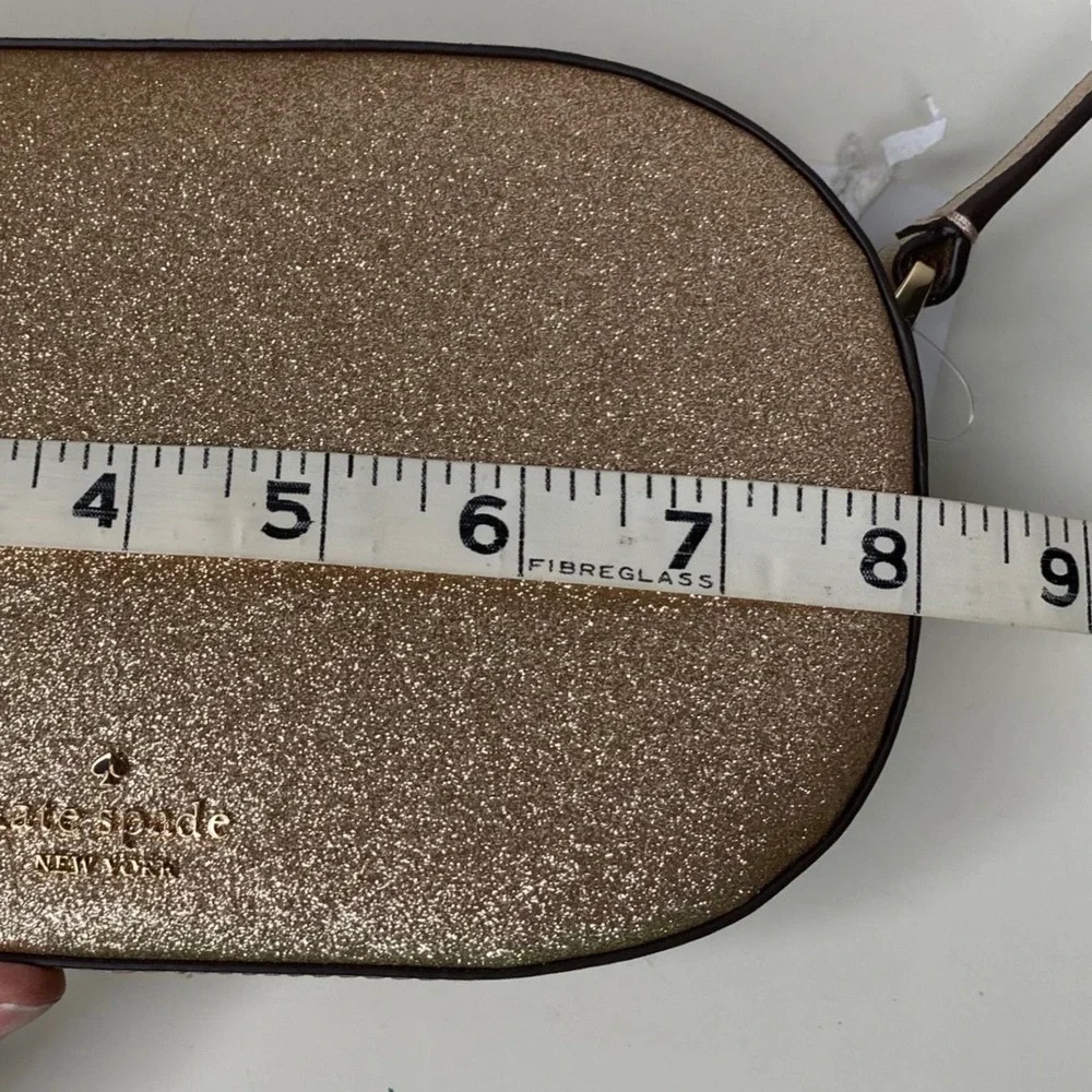 Kate Spade Glimmer Glitter Camera‎ Bag Gold Crossbody Glam NEW